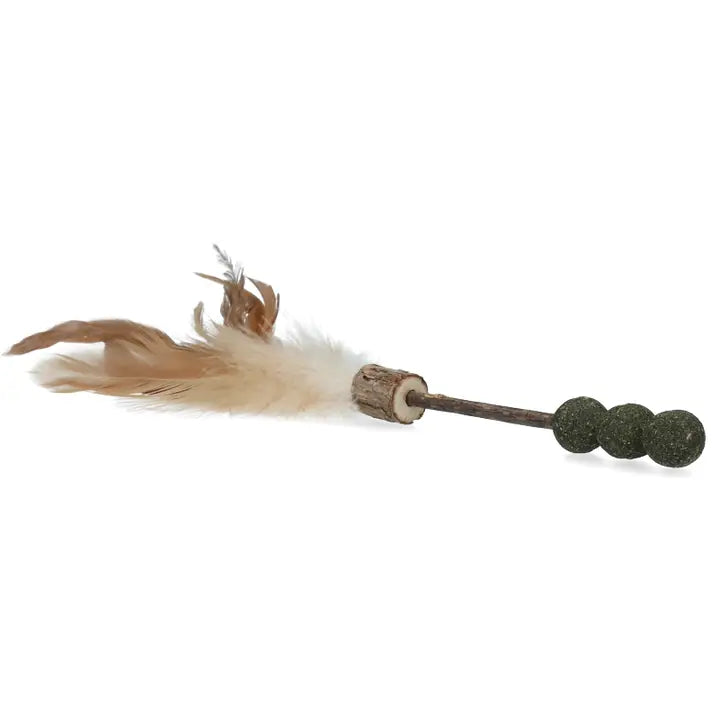 Katzenspielzeug mit Bällen und Federn auch bekannt als süchtig Stick