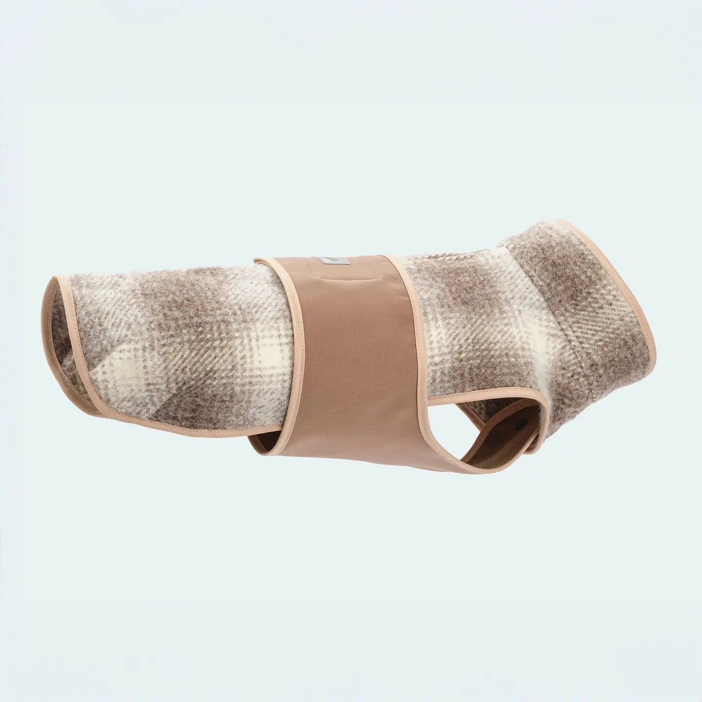 Karo Braun gemusterter Hunde Lodenmantel von Leopold’s Finest – warme Hundekleidung aus Lodenstoff und Softshell für kleine Hunde und Dackel.