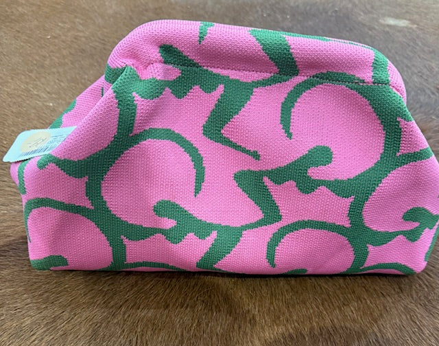Stylischer Kulturbeutel in pink-grün mit viel Platz