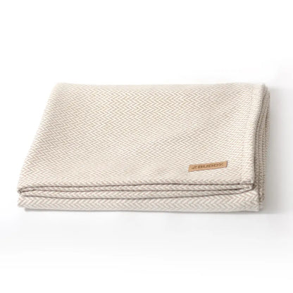 Nachhaltige Hundedecke - aus Wolle - Zickzack Beige