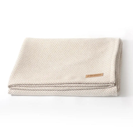 Nachhaltige Hundedecke - aus Wolle - zickzack Beige