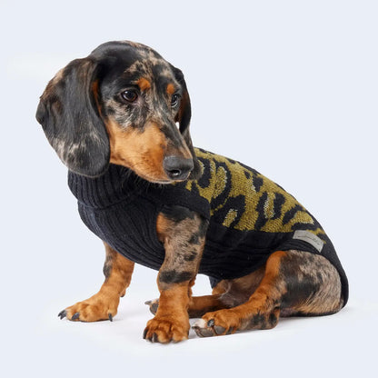 Strickpullover mit Leoparden-Muster für Dackel und kleine Hunde