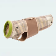Hundemantel Wolle Softshell Vichy Karo taupe/Glencheck-Braun