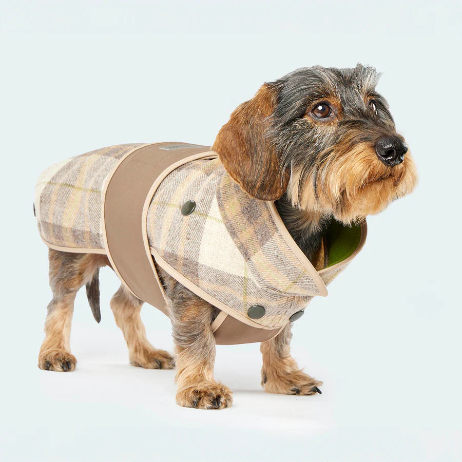 Lodenmantel aus Wolle Karo Braun