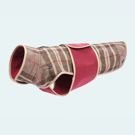 Lodenmantel aus Wolle - Softshell Glencheck braun