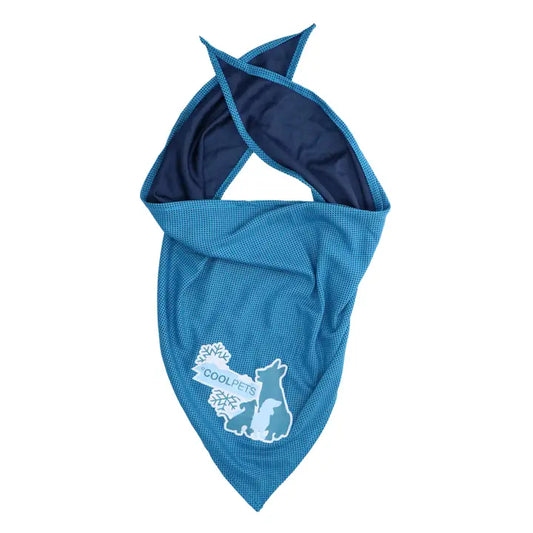 Kühlendes Sommer Bandana für Hunde in der Farbe blau.