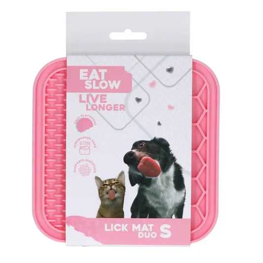 Pinke Schleckmatte zum langsamen Essen für Hunde und Katzen 