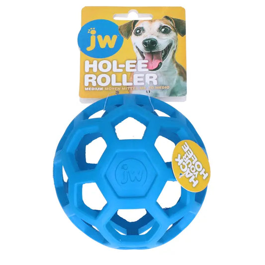 Vielseitiger Spielball für Hunde. Innovatives Wabendesign aus Naturkautschuk in der Farbe blau.