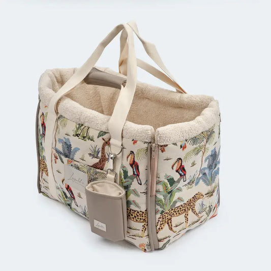 Stilvolle und kuschelige Hundetasche von Leopolds in bunt mit Zootieren
