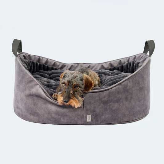 Komfortables Hundebett Körbchen von Leopolds Finest in anthrazit.