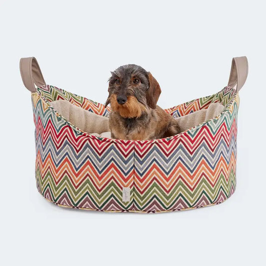 Hochwertiges Hundebett Körbchen von Leopolds mit buntem Muster