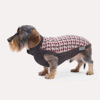 Strickpullover Karo, Winter- und Weihnachtspullover für Dackel & kleine Hunde