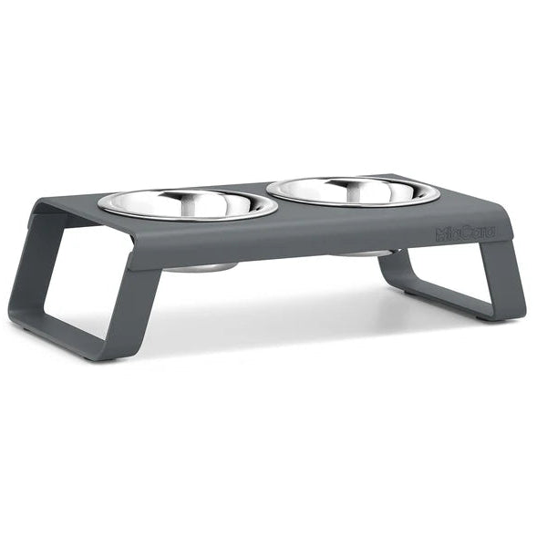 Desco – Design Futterstation aus Aluminium mit Edelstahlnäpfen