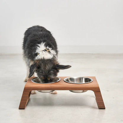 Desco Futterstation – Holz Napfständer mit Edelstahlnäpfen