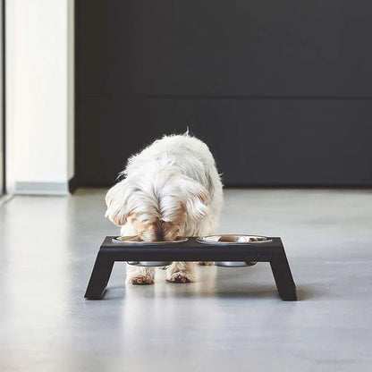 Desco Futterstation-Aluminiumständer mit Edelstahlnäpfen