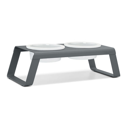 Desco Futterstation – Aluminiumständer mit Porzellannäpfen