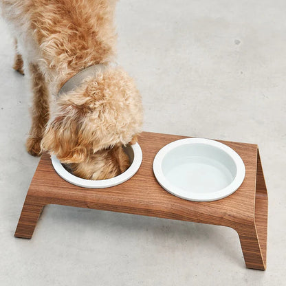 Desco Futterstation – Holz Napfständer mit Porzellannäpfen