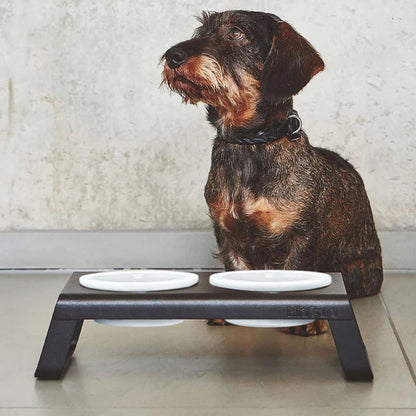 Desco Futterstation – Aluminiumständer mit Porzellannäpfen