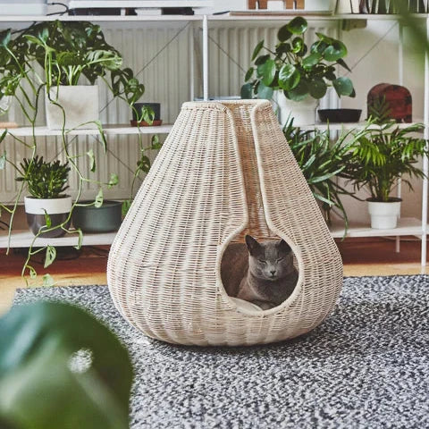 Das Perla Katzenbett von Miacara mit stilvollem 360 Grad Schutz. Besonders geeignet für anspruchsvolle und ängstliche Katzen