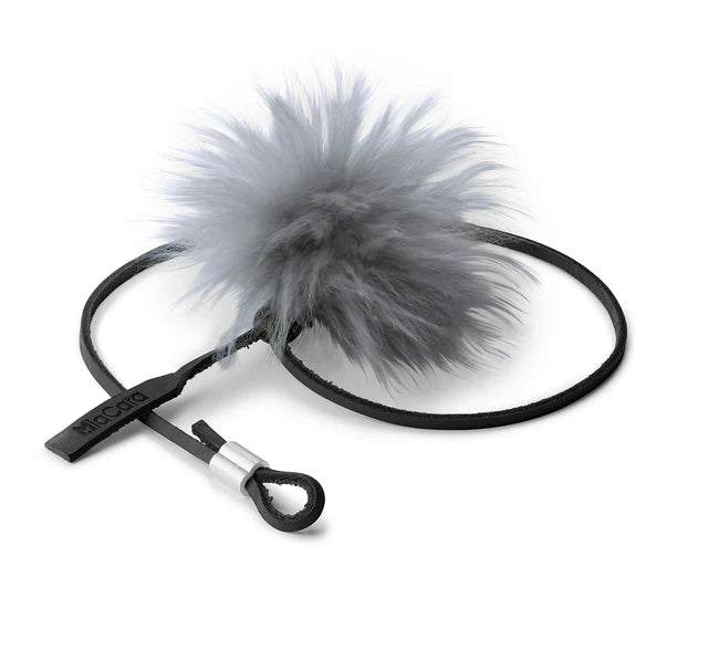 Topo, Katzenspielzeug, Leder schwarz/ Schaffell Kiesel